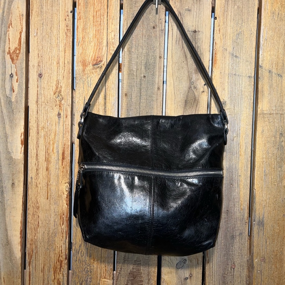 Hobo Black Leather Shoulder Bag